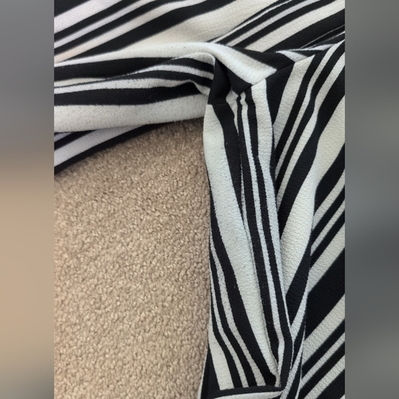 Monteau Black & Cream Pinstriped Spaghetti Strap Belted Split Wide Leg Jumpsuit - Picture 8 of 11